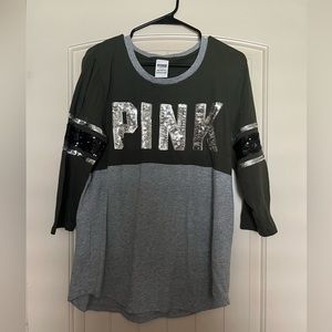 VS PINK 3/4 Sleeve Sequined Shirt